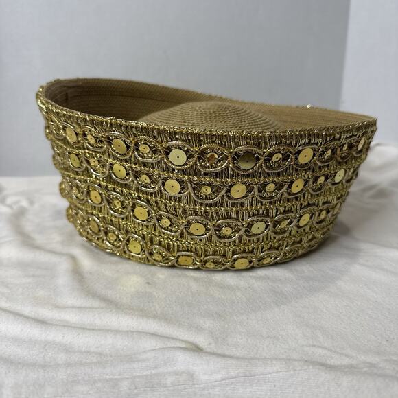 VTG Whittall & Shon Church Derby Pillbox Gold Button Sequins Statement Piece W main image 8